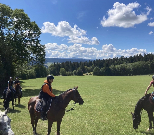  Pbaños a caballo en un día soleado en el Doubs 