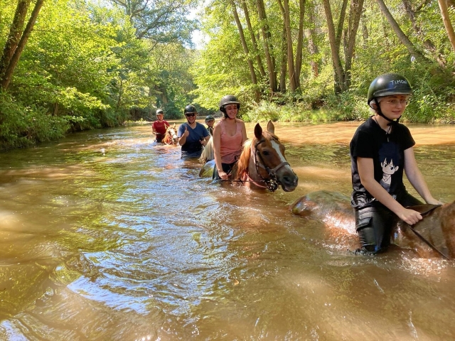  Pbaños a caballo en grupo por el río Réal Martin 