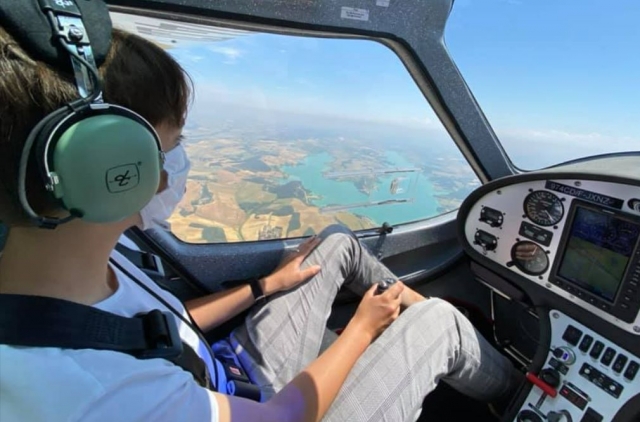  A bordo del ULM multieje con nuestro piloto 