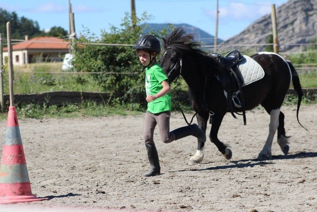 Divertido y divertido paseo en pony de mano 