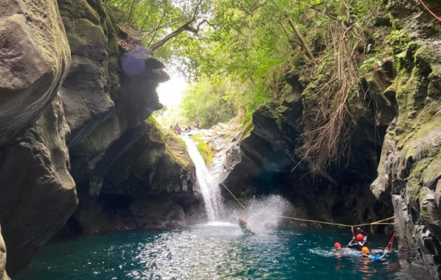  Pausa para nadar duranle su excursión acuática 