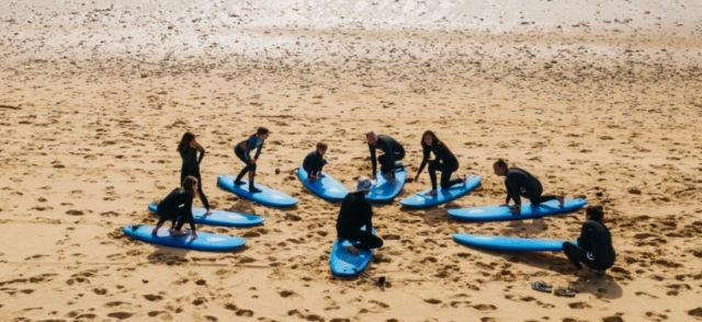 Comienzo de la clase de surf